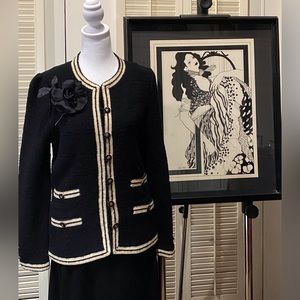 Adolfo New York Black With Cream Trim Vintage Jacket